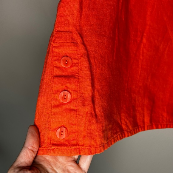 Flax linen coral red top blouse L - Picture 5 of 5